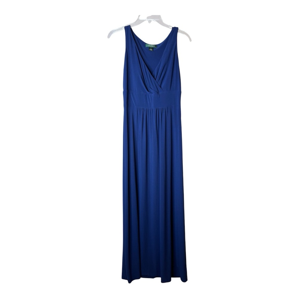 Lauren Ralph Lauren Women’s Sleeveless Surplice Wrap Top Maxi Royal Blue SZ6